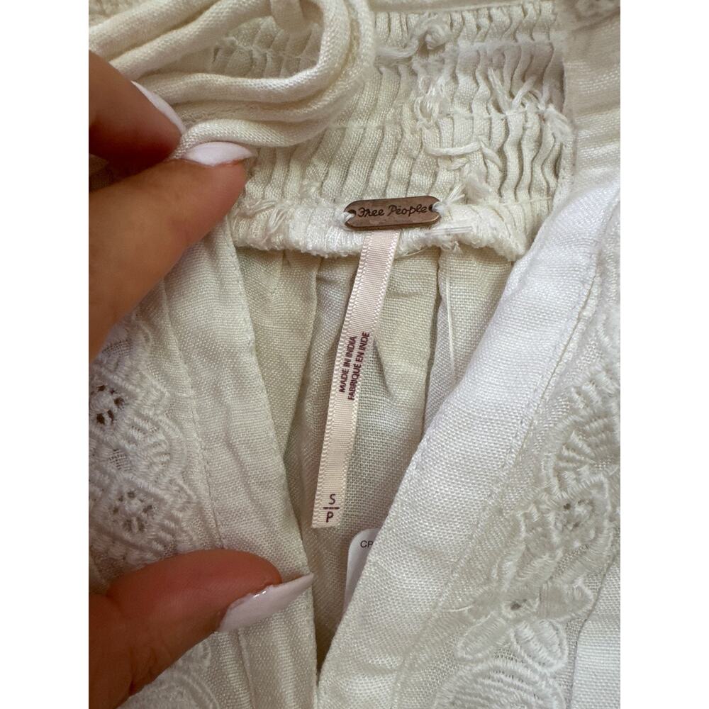 Free People Sun Valley Embroidered Fringed Top Boho Festival Cottagecore Small - Picture 5 of 9